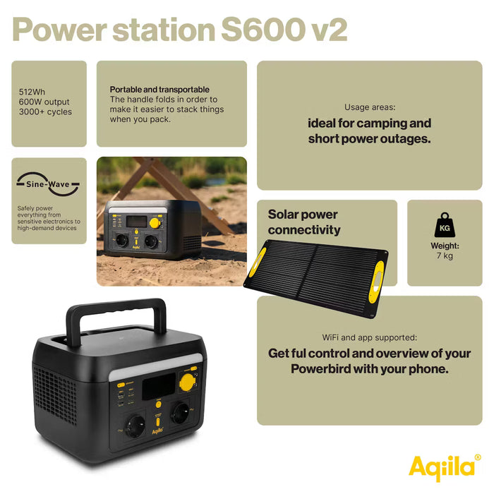 Strømstasjon Powerbird S600v2 600W